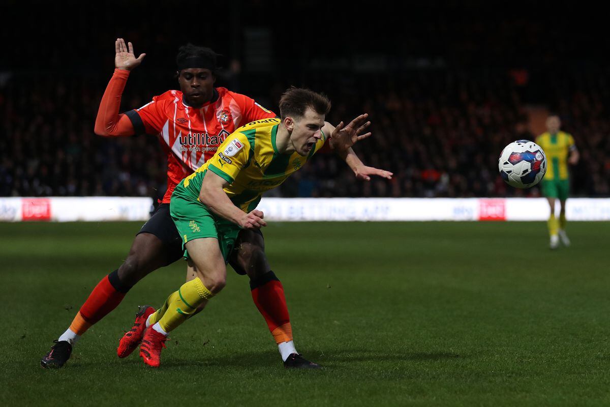 Elijah Adebayo of Luton Town and Jayson Molumby. (Photo by Adam Fradgley/West Bromwich Albion FC via Getty Images).