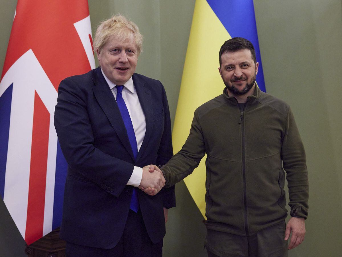 Boris Johnson meets Ukrainian President Volodymyr Zelensky in Kyiv