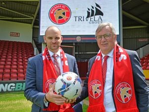 SPORT  Walsall FC are holding a press conference after announcing the club has been taken over by American firm, Trivela Group. Pictured, left, Benjamin Boycott and Leigh Pomlett