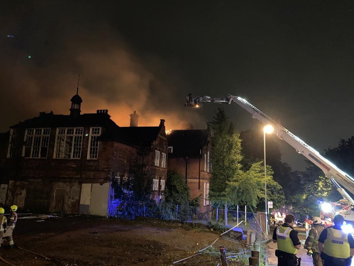 The fire at the former Claughton Centre in Blowers Green Road, Dudley. Photo: West Midlands Fire Service