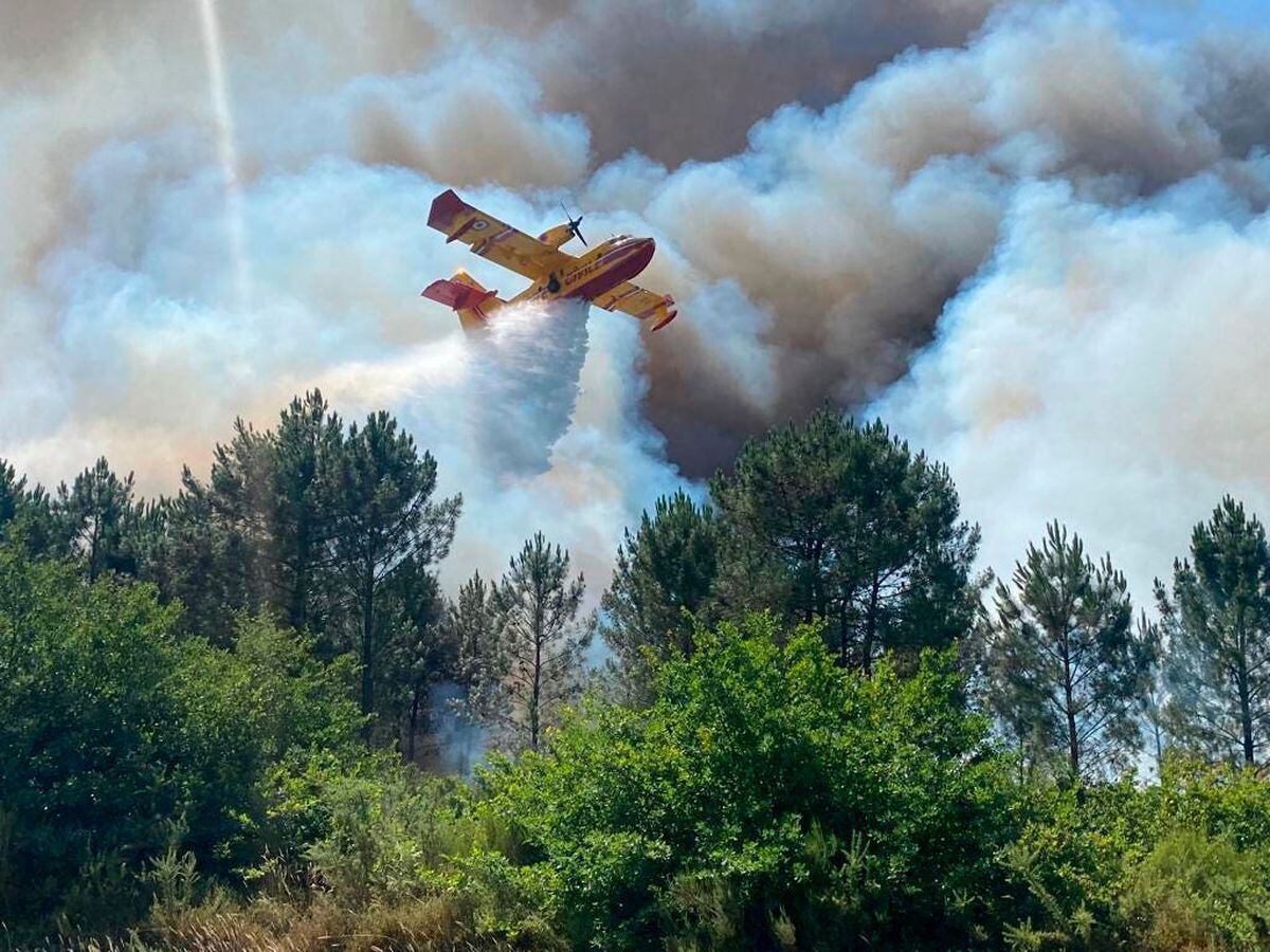 A plane caught fire near La Teste-de-Buch in southwestern France.