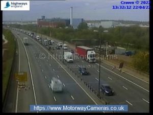 Traffic building on the M6 northbound as a result of the closure. Photo: Motorway Cameras