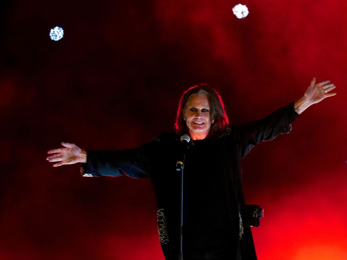 Ozzy Osbourne performs on stage during the closing ceremony