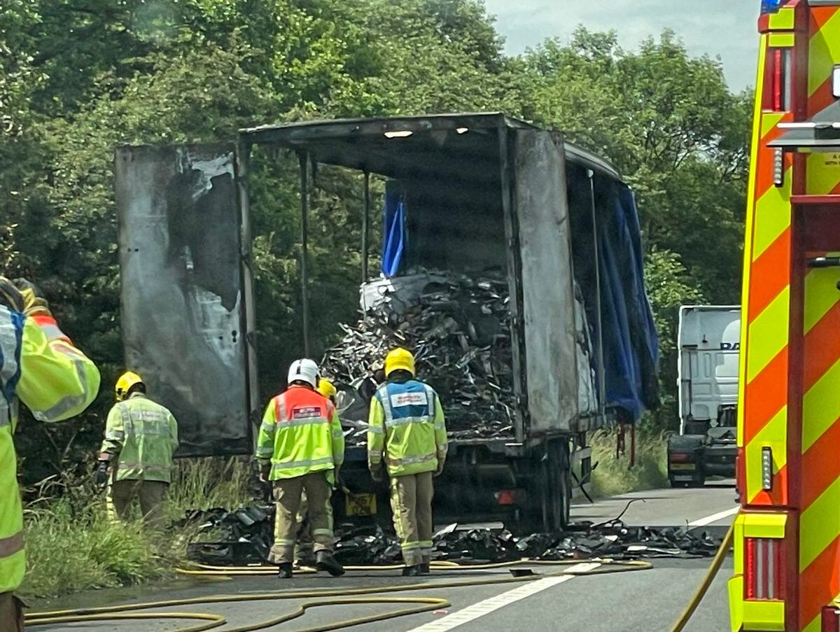 Lorry fire on the M6, credit: Central Motorway Police Group
