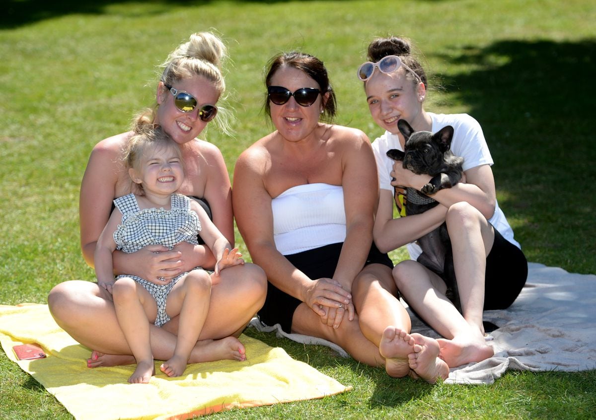 Michelle Smith, Millie Walker, Lauren Walker, Maddison Scriven, aged 4, and Lola the dog, from Dudley