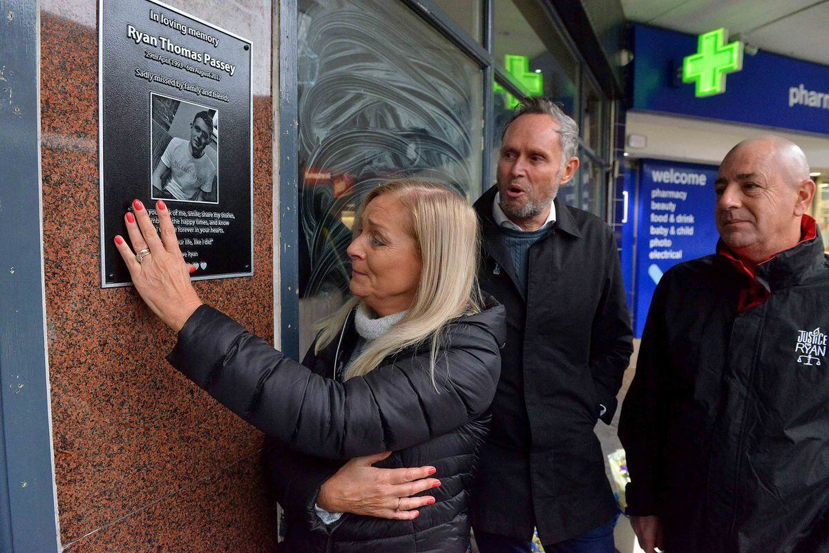 Ryan's mother Gillian Taylor at the unveiling of a plaque outside the former Chicago's club in Stourbridge