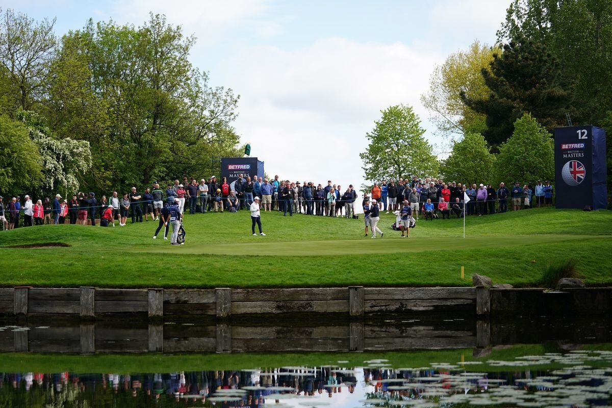General view of play on the 12th green during day one of Betfred British Masters at The Belfry, Sutton Coldfield. Picture date: Thursday May 5, 2022. PA Photo. See PA story GOLF British. Photo credit should read: Zac Goodwin/PA Wire. ..RESTRICTIONS: Use subject to restrictions. Editorial use only, no commercial use without prior consent from rights holder..