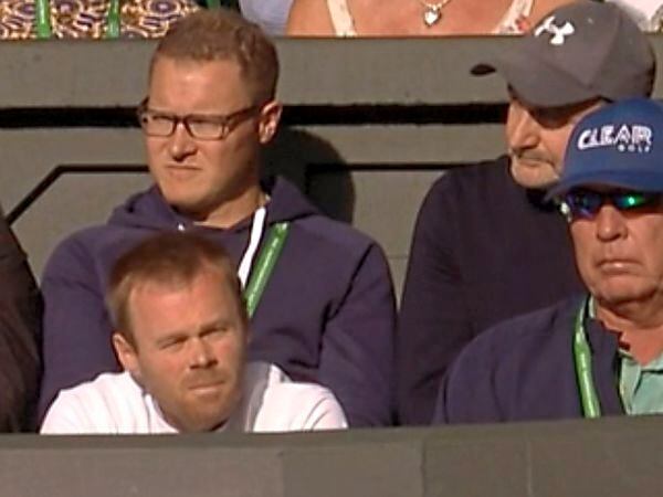 Back row left in Andy Murray’s box at Wimbledon with Ivan Lendl, front right