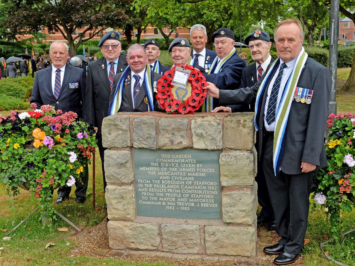A service to mark the 40th anniversary of the Falklands War. Front right: Mick Garrett MBE.
