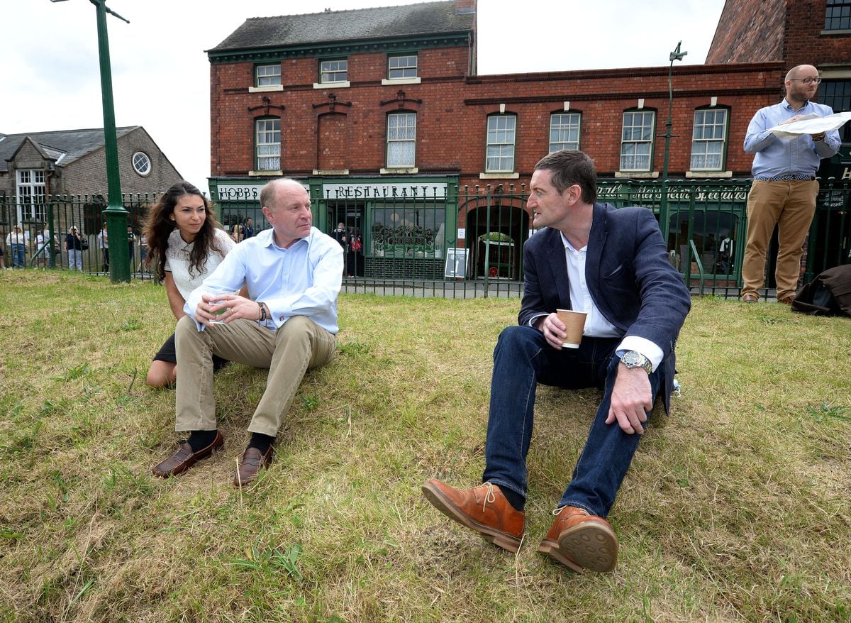 Marco Longhi and wife Andrea chat to Andrew Lovett, chief executive of the Black Country Living Museum