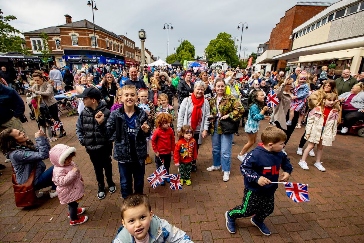 Crowds in Market Place in Cannock have been celebrating the Queen's Jubilee