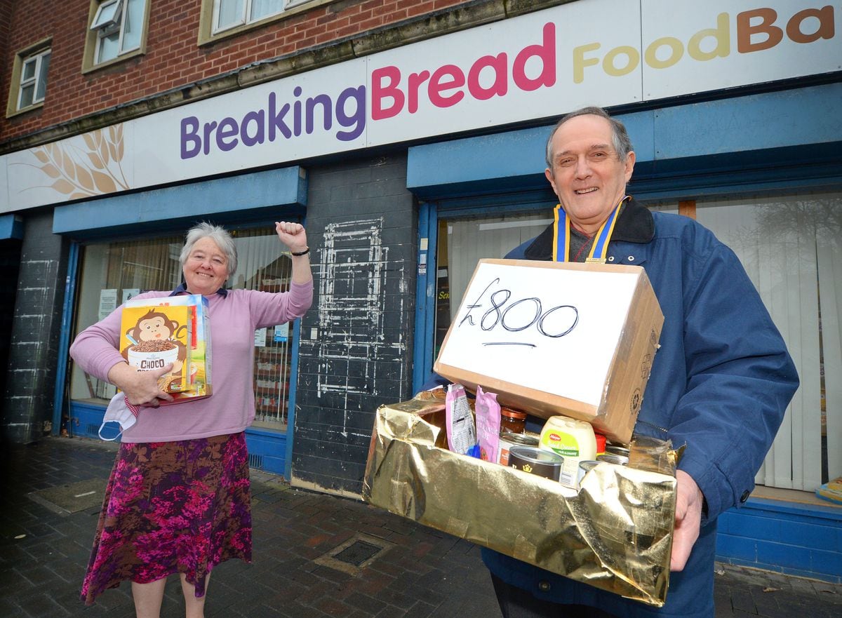 John Stockall, president of the Rotary Club of Wednesbury, and Lin Walford, from Breaking Bread Food Bank