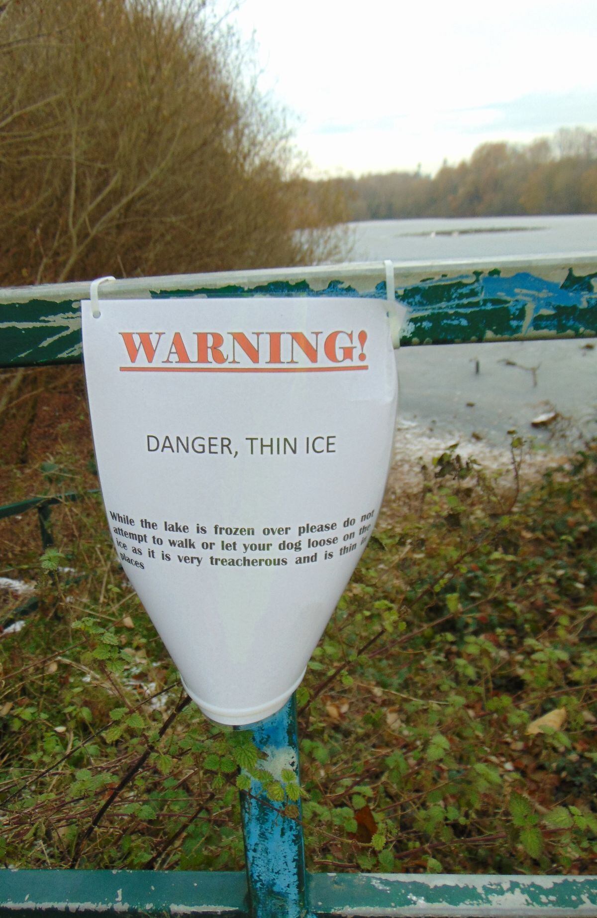 The make-shift sign put up. Photo: The Friends of Queslett Nature Reserve