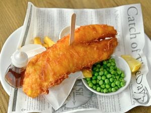 Catch of the day – cod and chips with peas and tartare saucePictures by John Sambrooks