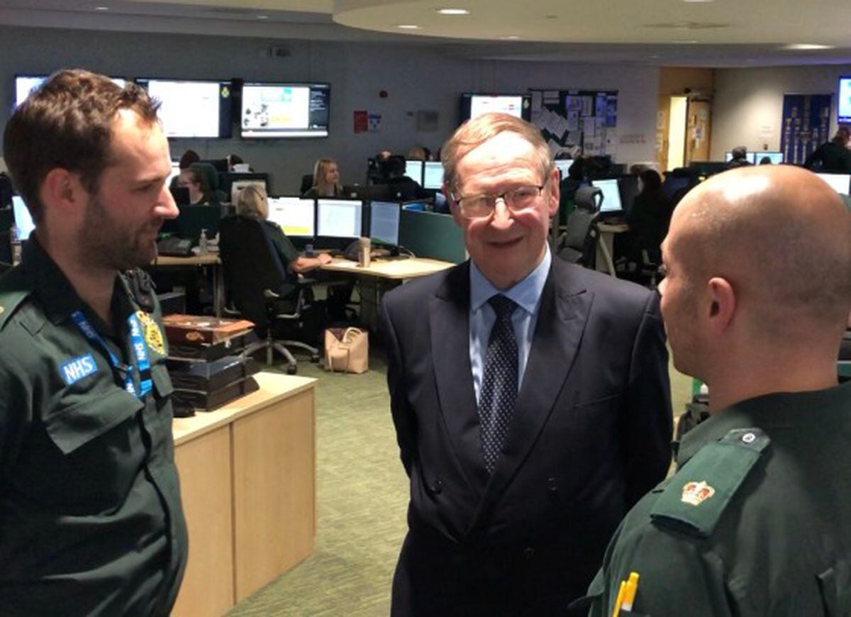 Sir Graham Meldrum, centre, will be stepping down as chairman of West Midlands Ambulance Service University NHS Foundation Trust 