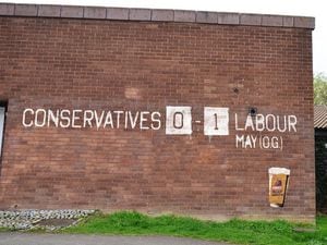 The graffiti mocking Theresa May was created by Banks's Brewery 