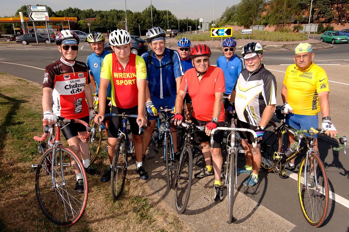 Burt, left, with Last of the Summer Wine Cycling Group members in 2006.