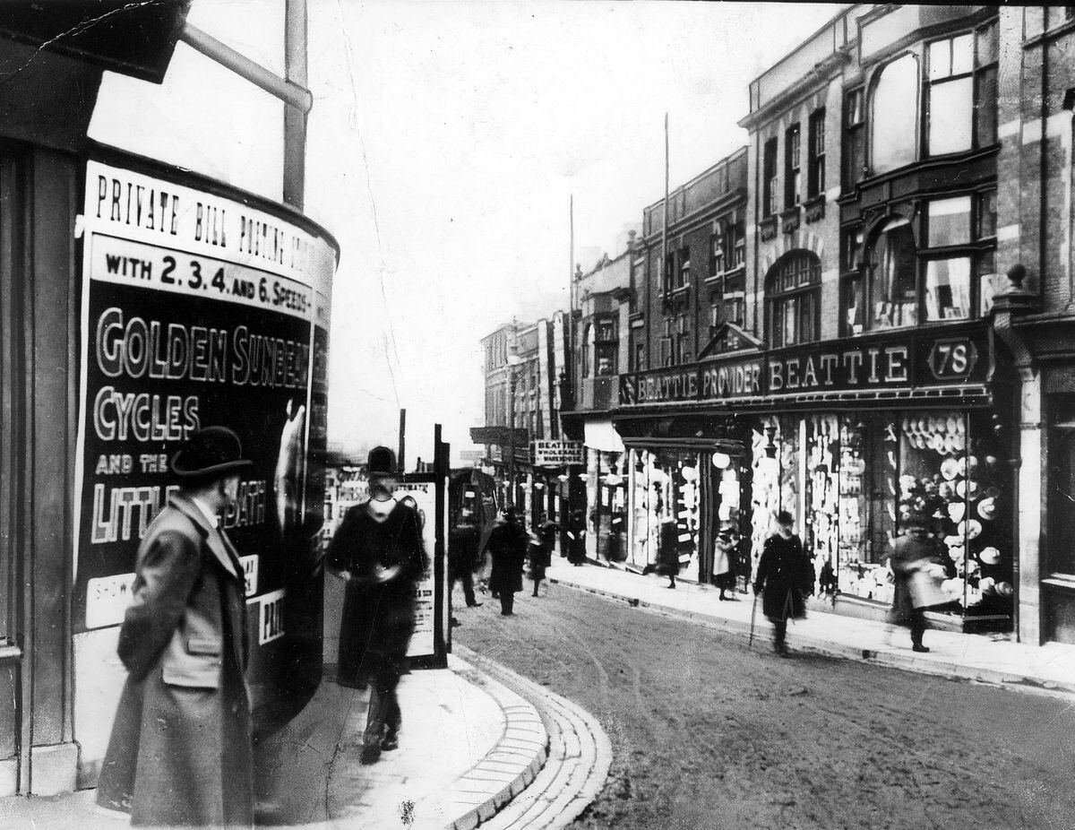 The James Beattie store in 1902 - one of the earliest pictures taken in Victoria Street - 15 years after the firm was founded on that site as the Victoria Drapery Supply Stores