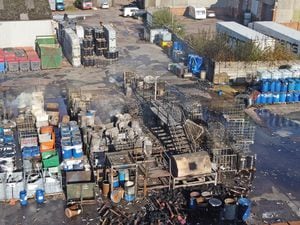 Drone image shows the aftermath of the blaze at Cannock Industrial Centre