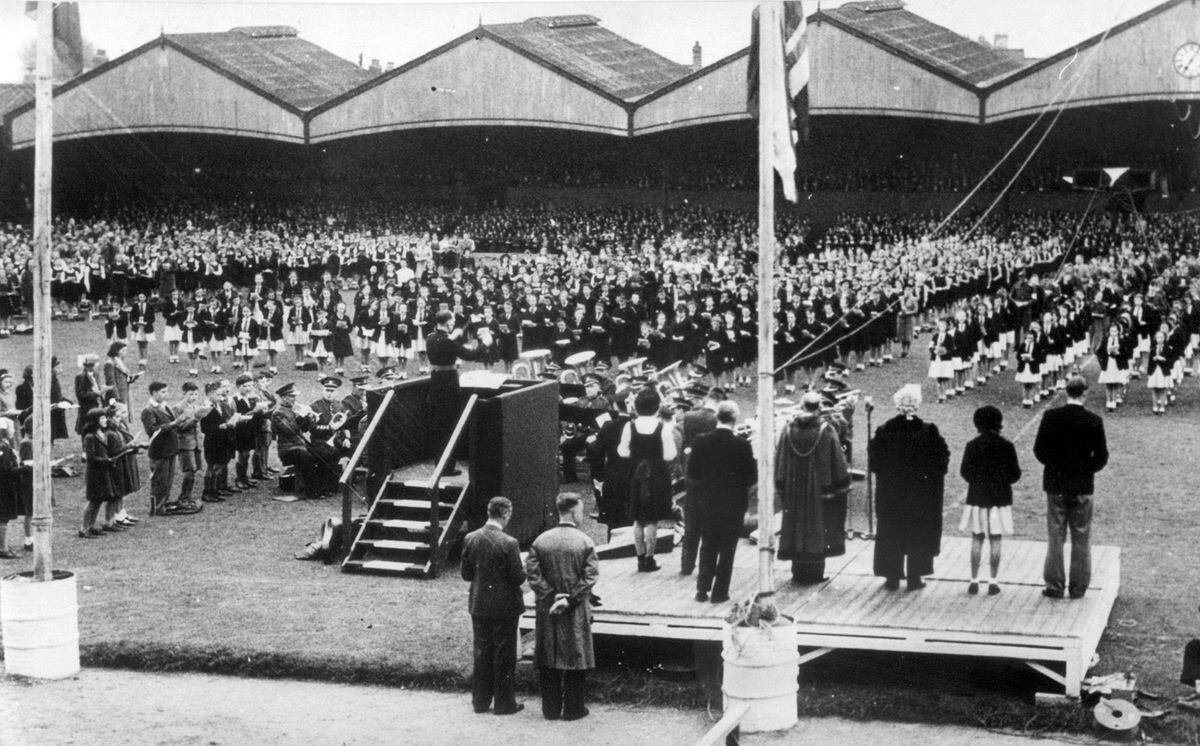 Youngsters taking part in a thanksgiving service at Molineux held on May 17.