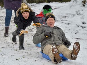 Sledgers enjoying the snow in Tettenhall