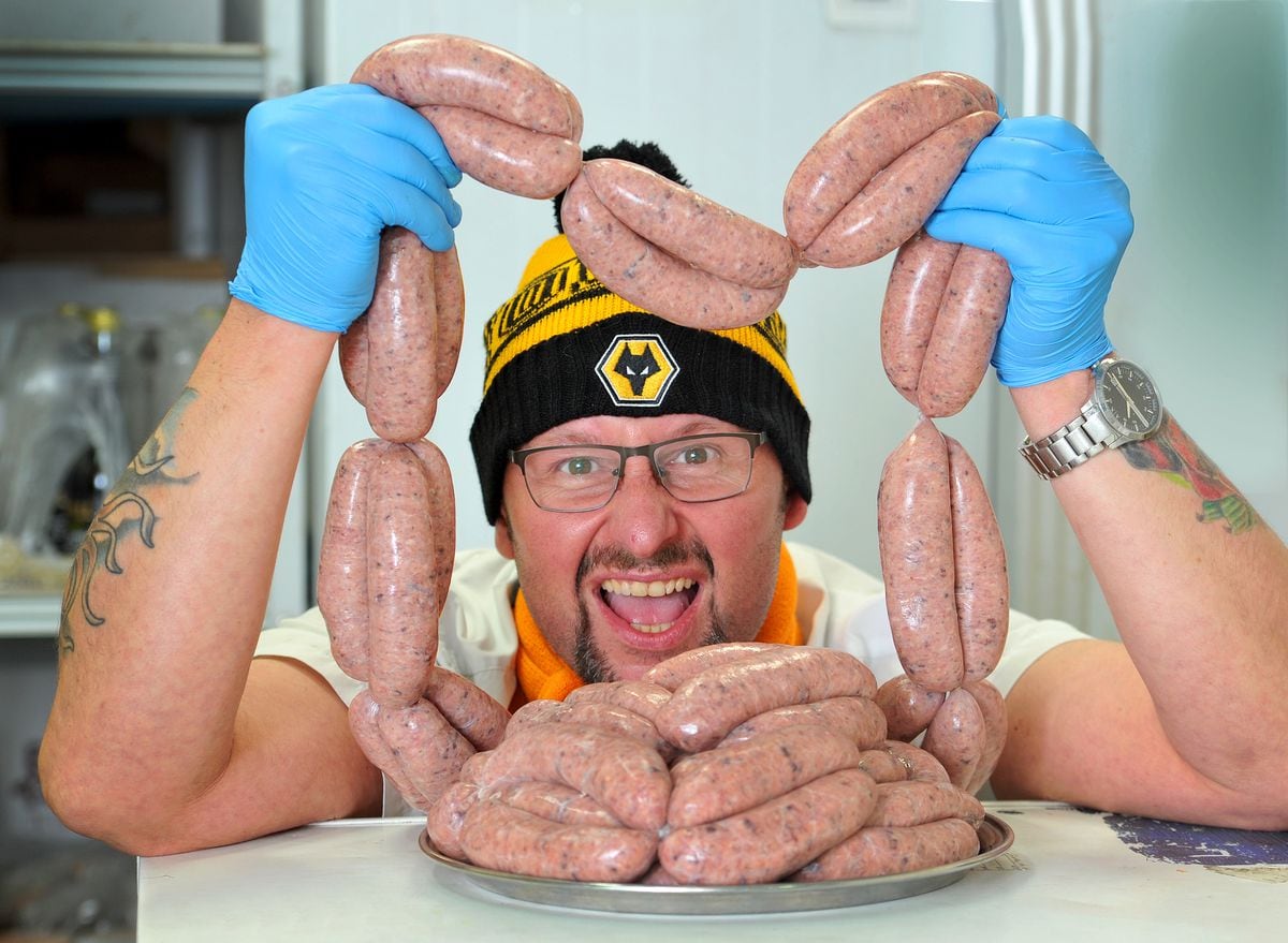 Butcher John Whitten champions the new Bruno sausages, named after the new Wolves manager