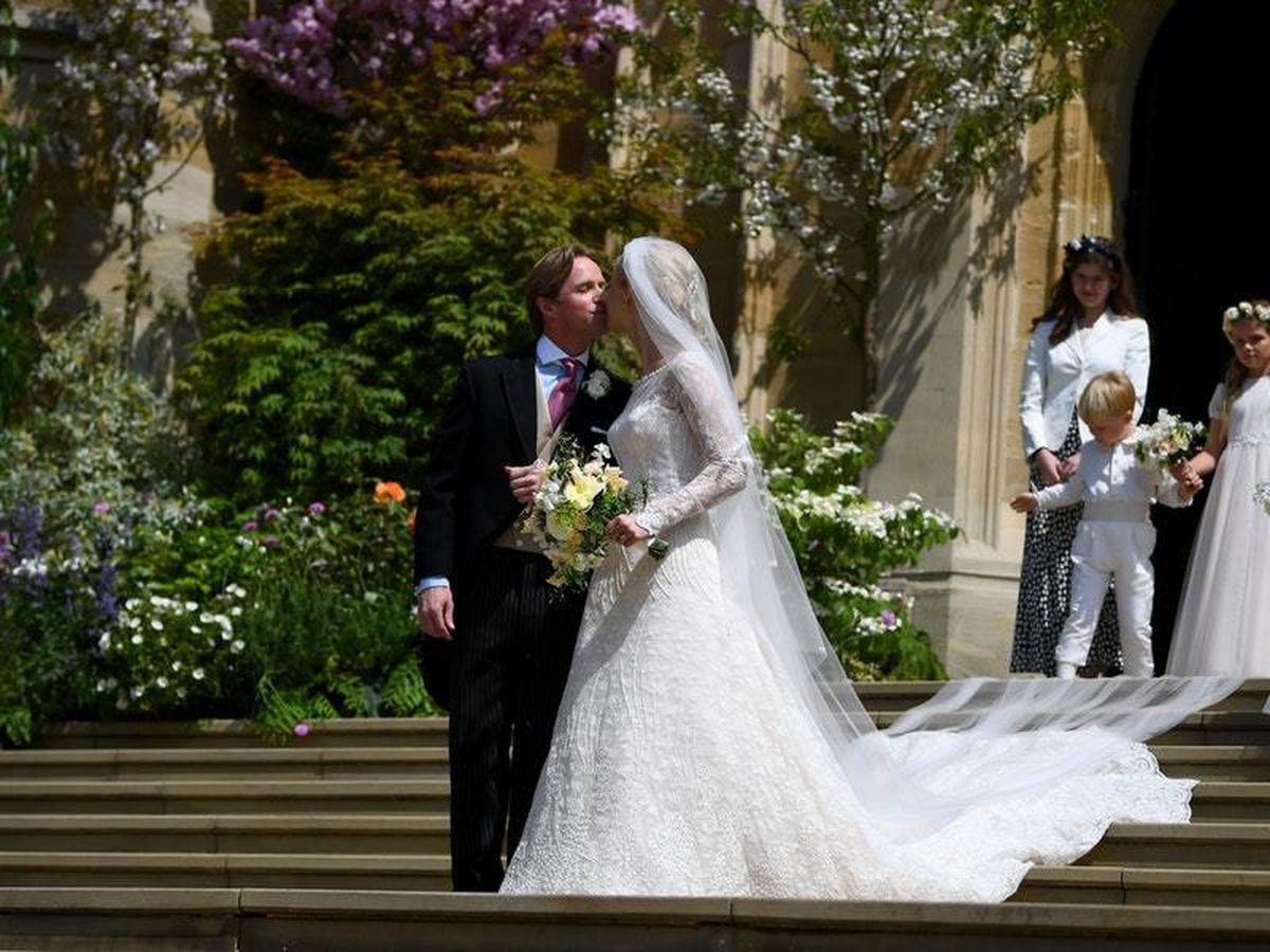 Lady Gabriella Windsor seals marriage with a kiss as royals look on ...