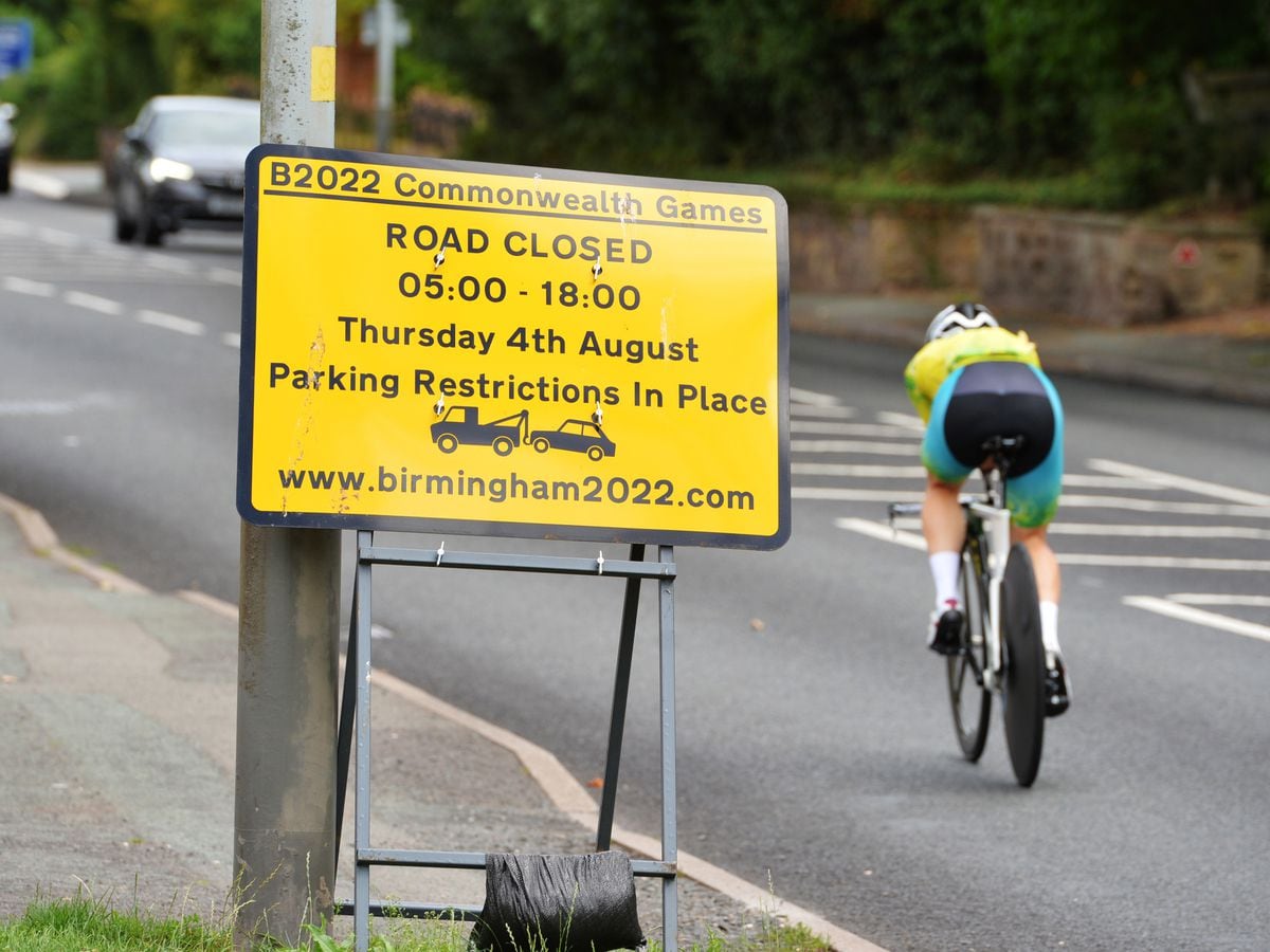 A cyclist trains on the roads, with warnings set out by Wolverhampton Council that roads will be closed on the day of the time trial