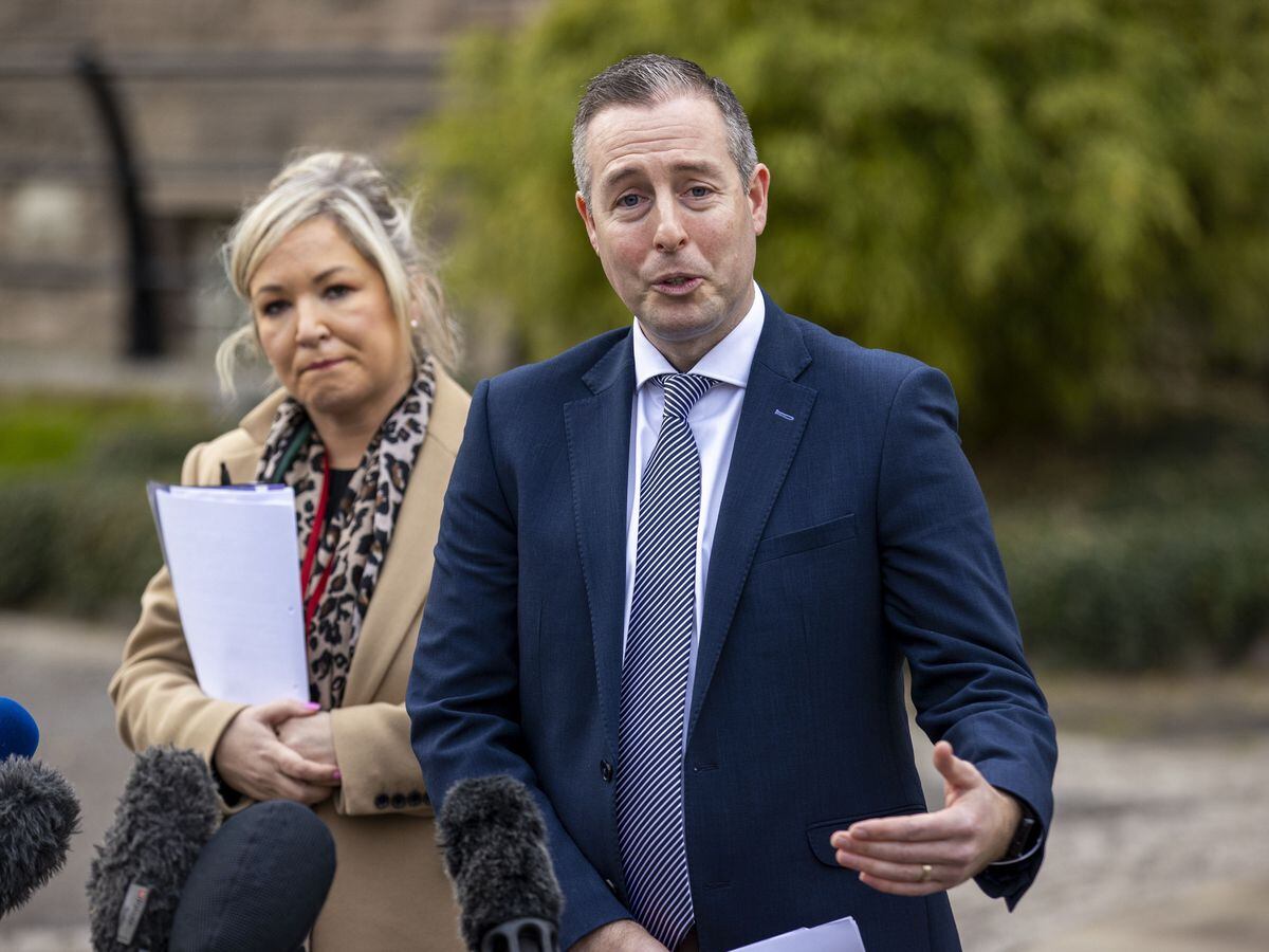 First Minister Paul Givan, right, and deputy First Minister Michelle O'Neill