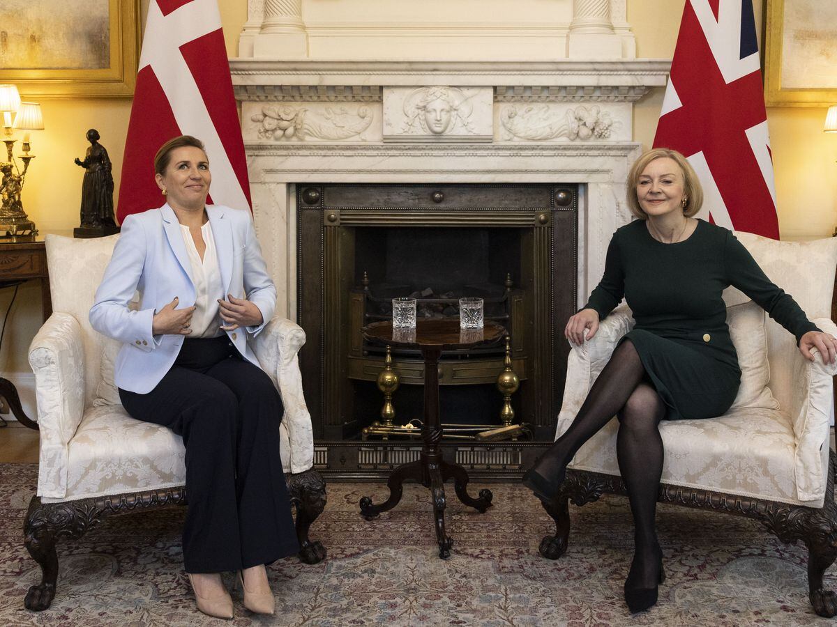 Liz Truss welcomes Danish prime minister Mette Frederiksen to Downing Street