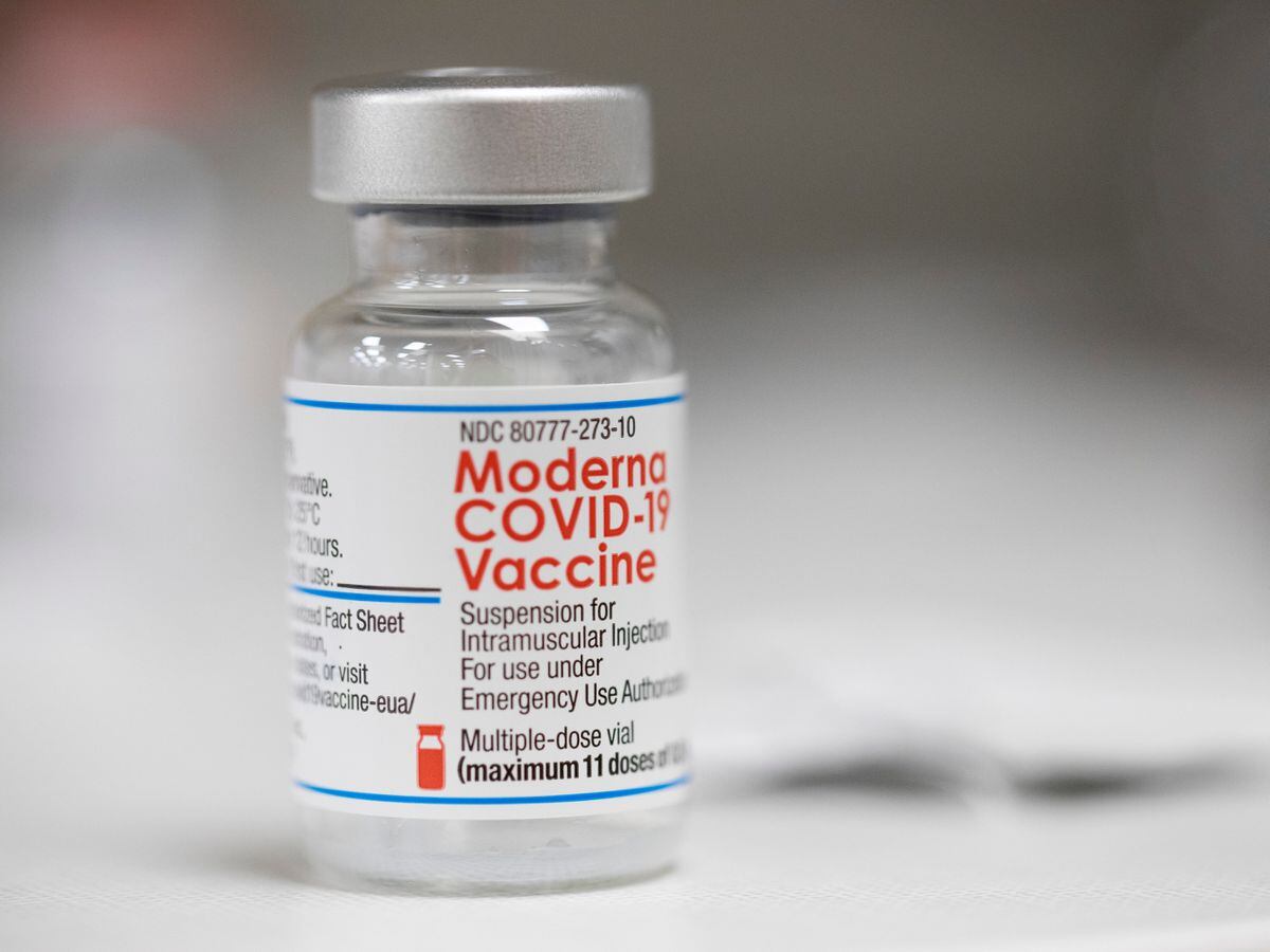 A vial of the Moderna Covid-19 vaccine is displayed on a counter at a pharmacy in Portland, Ore. on Dec. 27, 2021. A government advisory panel met Tuesday, June 14, 2022, to decide whether to recommend a second brand of COVID-19 vaccine for school-age children and teens. The Food and Drug Administration’s outside experts will vote on whether Moderna’s vaccine is safe and effective enough to give kids ages 6 to 17. If the panel endorses the shot and the FDA agrees, it would become the second option for those children, joining Pfizer’s vaccine.