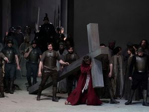 Rochus Rueckel as Jesus performs during the rehearsal of the 42nd Passion Play in Oberammergau, Germany