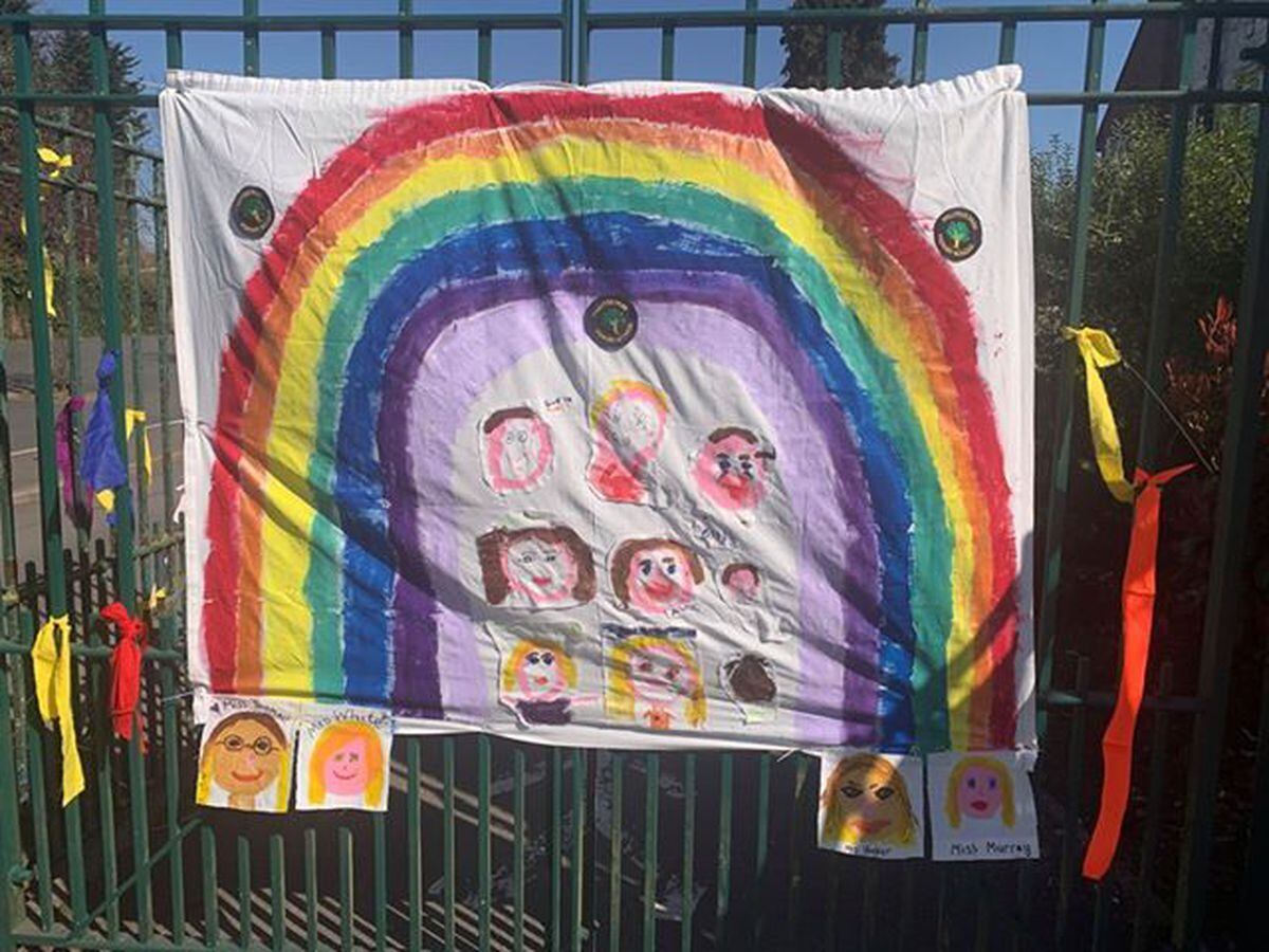 Pictures sent in by Helon Melon. Rainbows created by pupils at Fallings Park Primary School in Wolverhampton