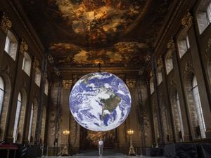 A giant replica of Earth in the Painted Hall at Greenwich
