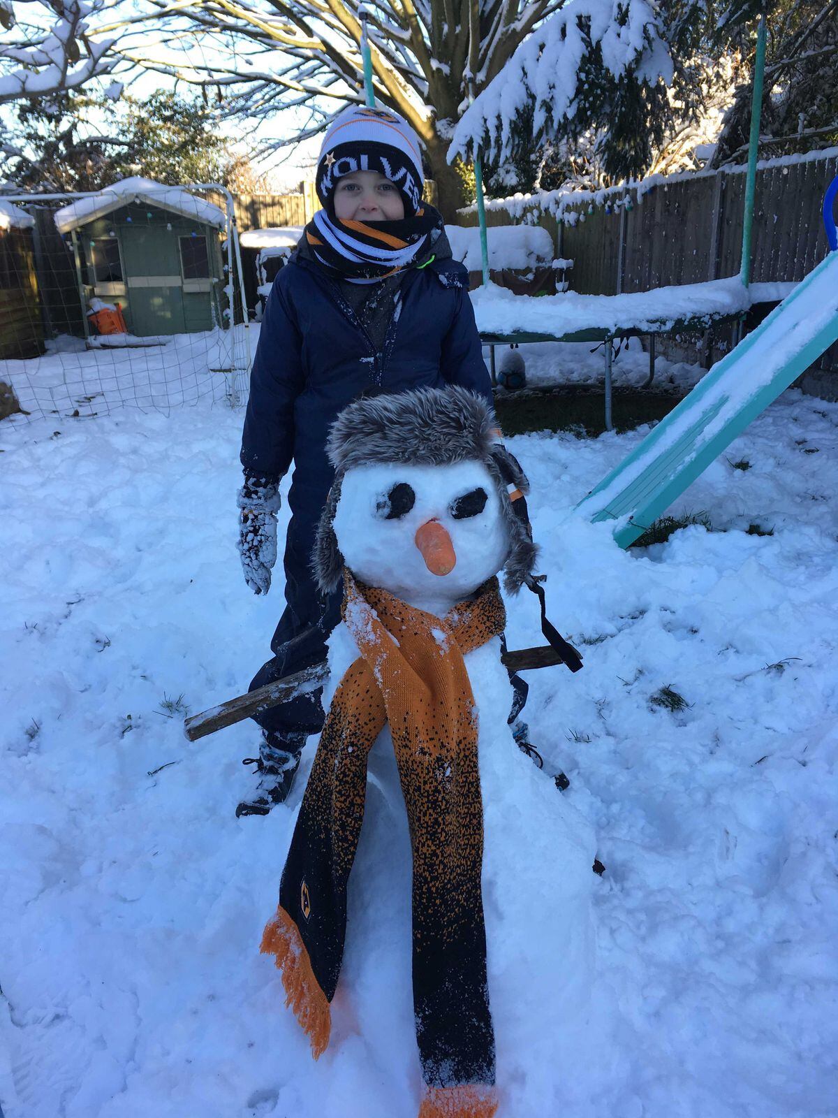 Jennifer Ebblewhite sent in this picture of her son, season ticket holder, Billy, with his Wolves snowman