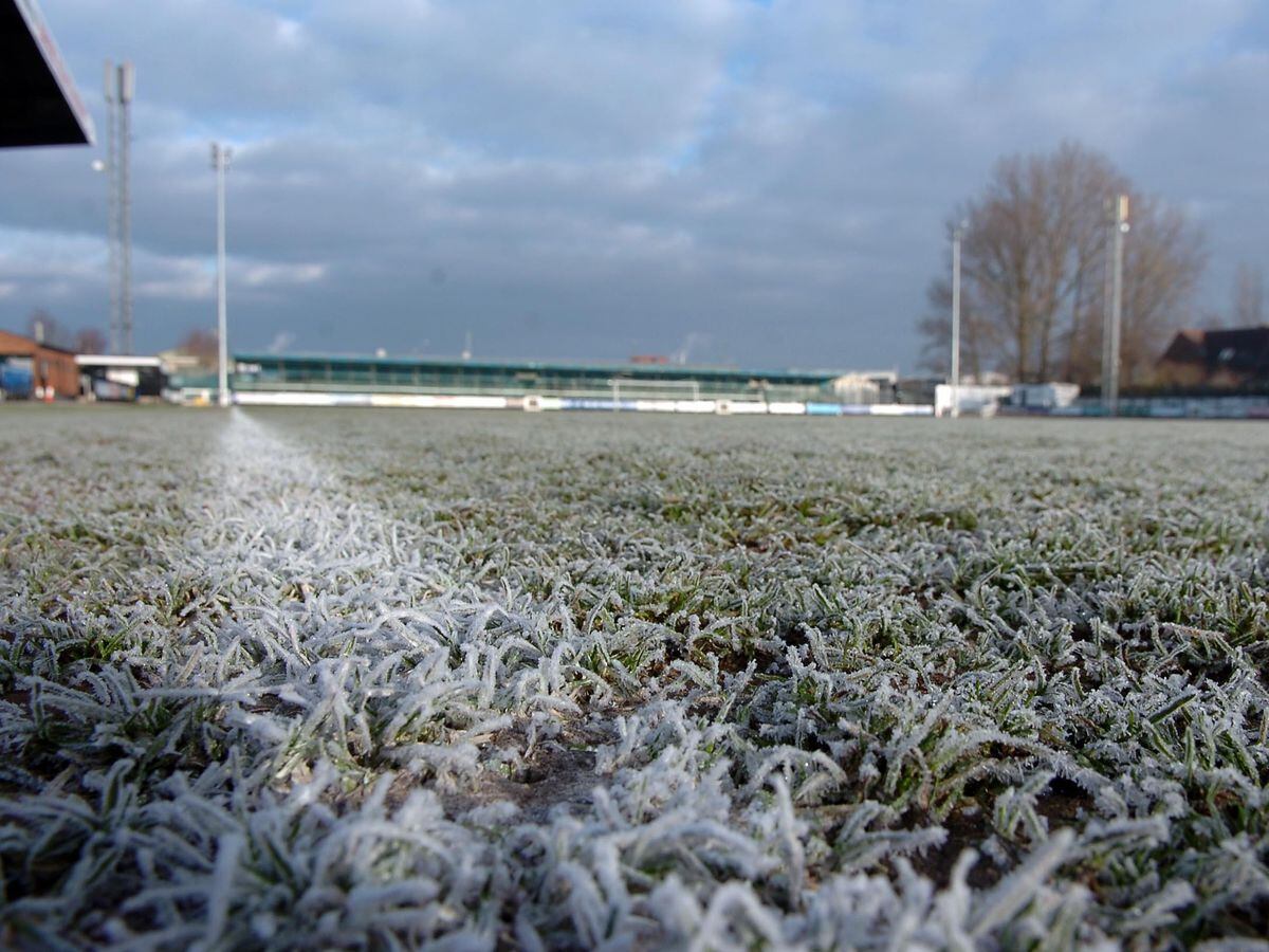 COPYRIGHT - EXPRESS & STAR/ ED BAGNALL
3/1/2009
A frozen pitch at Stafford Rangers means their game against Workington is called off today.
