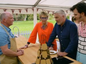 Terry with the judges on GBBO
