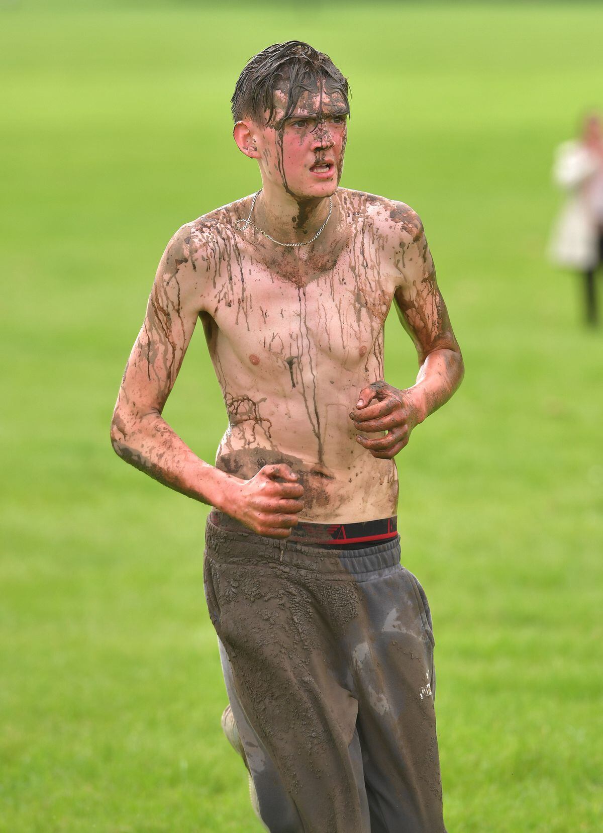Many of the runners were left covered in mud after the course