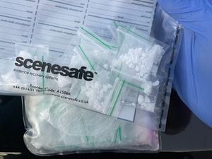 The officers found a large bag of Class A drugs in the car. Photo: Staffordshire Police