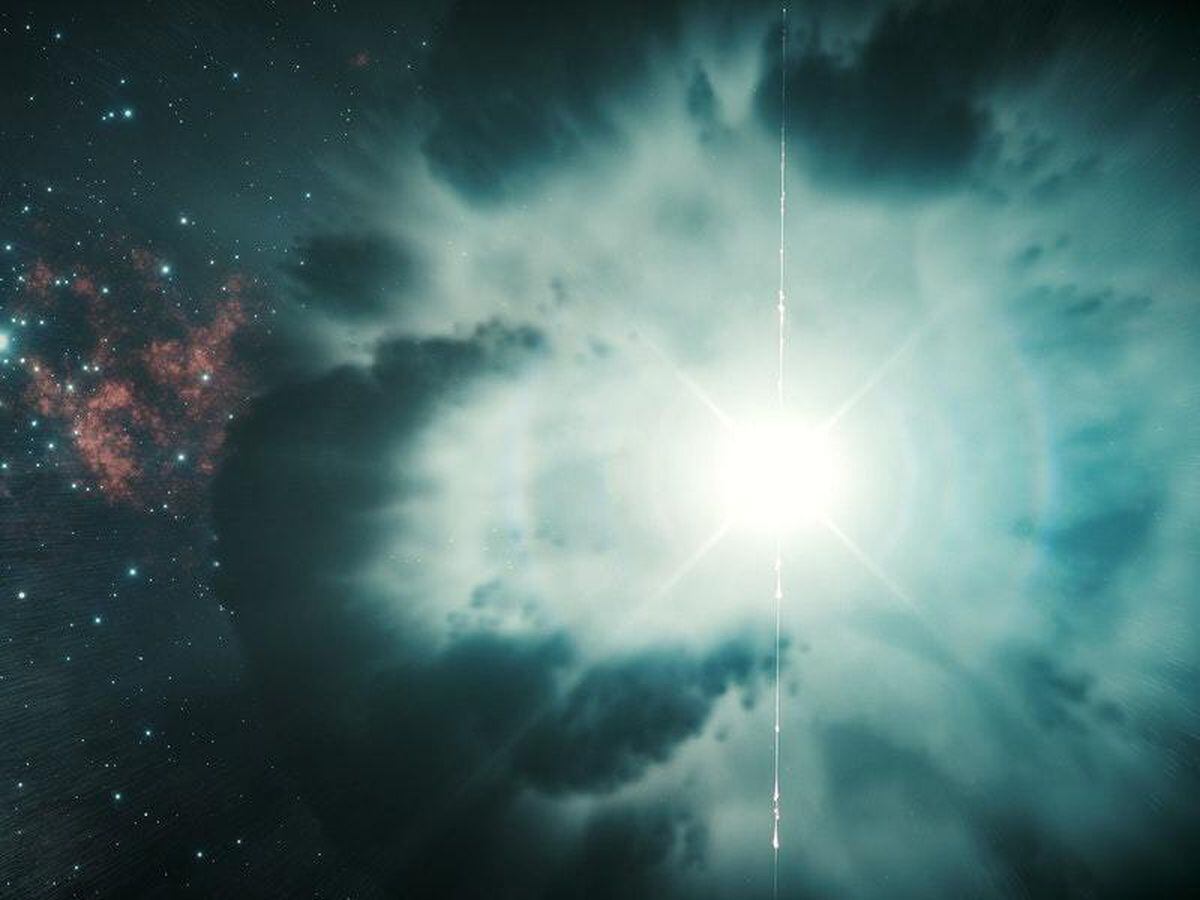 An artist's impression of a gamma ray explosion
