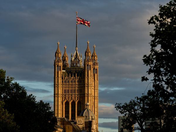 Victoria Tower, part of the Palace of Westminster in London.