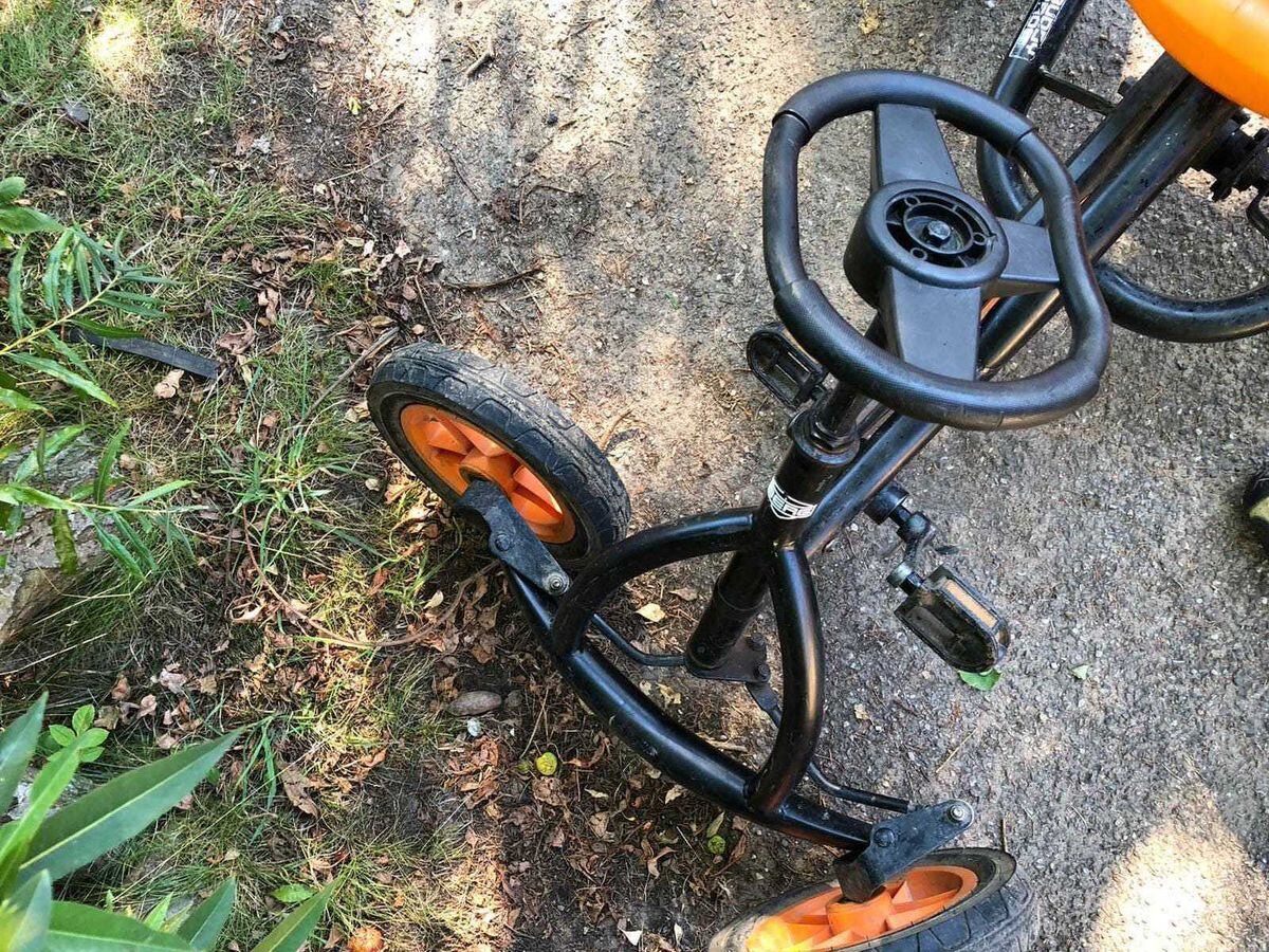 The vandals bent the wheels on one of the go-karts on site