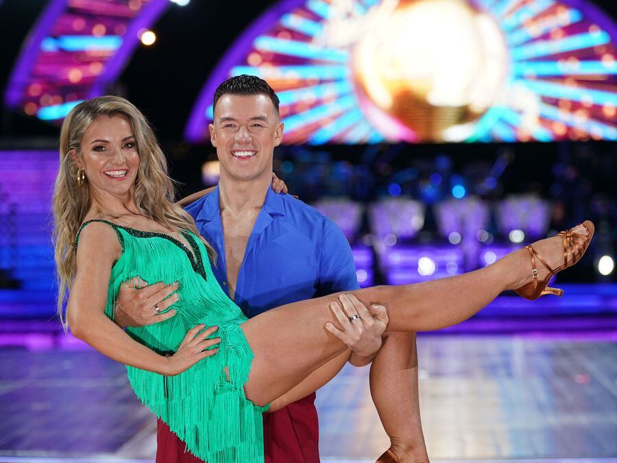 Helen Skelton and Kai Widdrington picked up the glitterball trophy on the first night of the Strictly Come Dancing Live Tour. Photo: Jacob King/PA Wire.