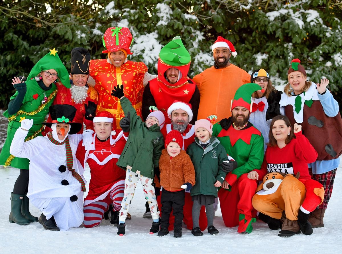 Parents and staff at St Nicholas CE First School, Codsall, boasted the most Christmassy school run in the region with their eye-catching festive outfits