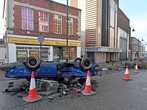 The aftermath of a riot scene for BBC's This Town. Skinner Street, Wolverhampton