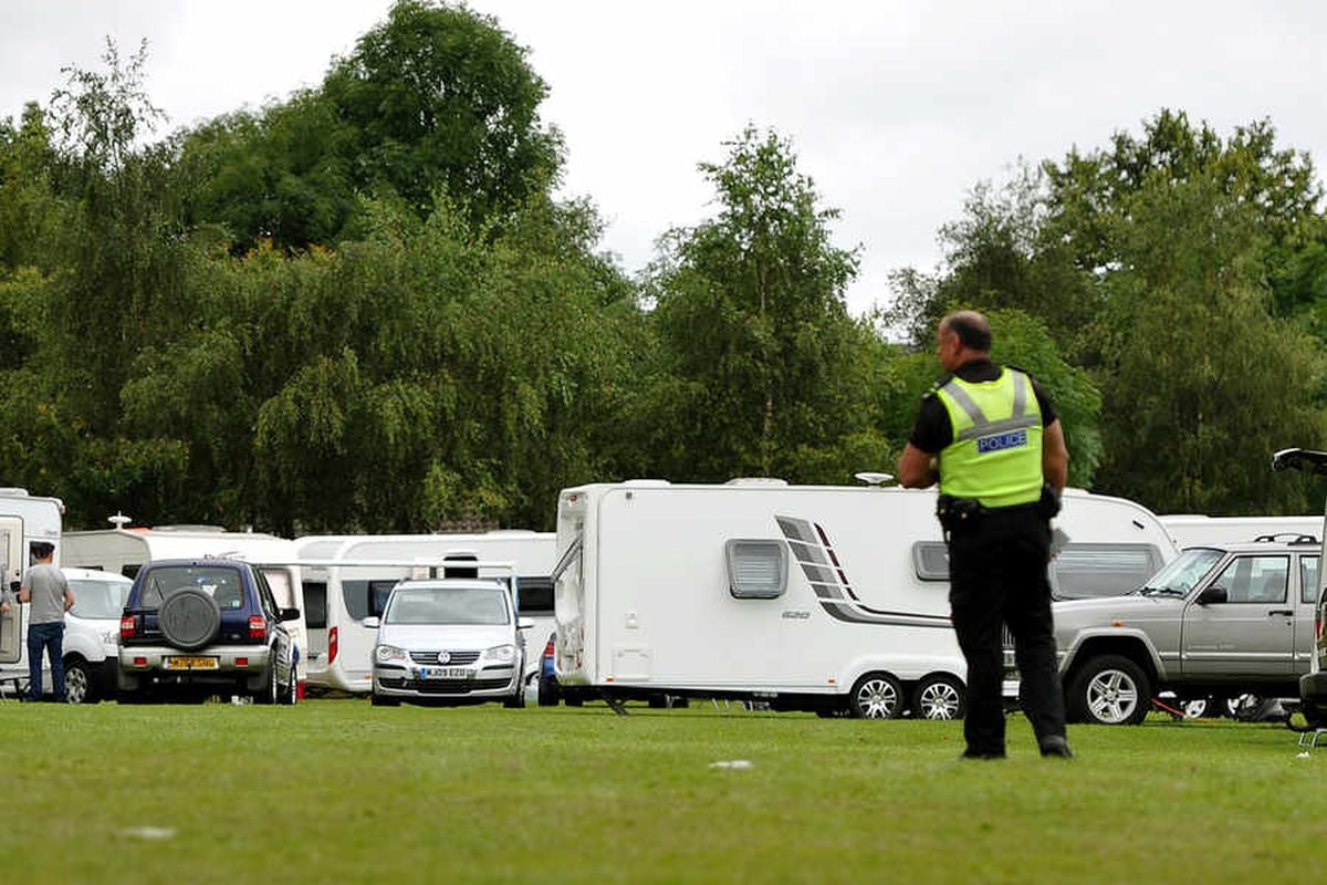100-caravan convoy moves onto play area after travellers booted from nearby site