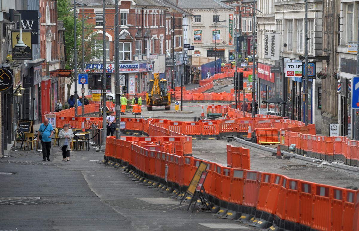 The roadworks on Victoria Street, seen here in June 2022, have led to a number of stores closing down