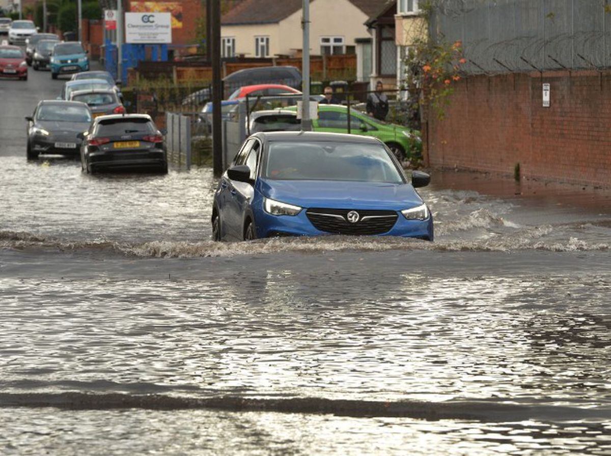Flooding at Spring Road, Ettingshall, Wolverhampton over the weekend. 