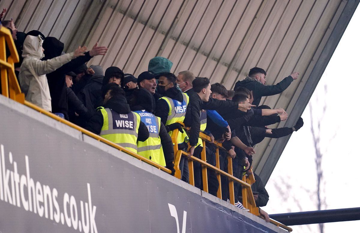 West Bromwich Albion fans in the stands during the Sky Bet Championship match at The Den, Millwall