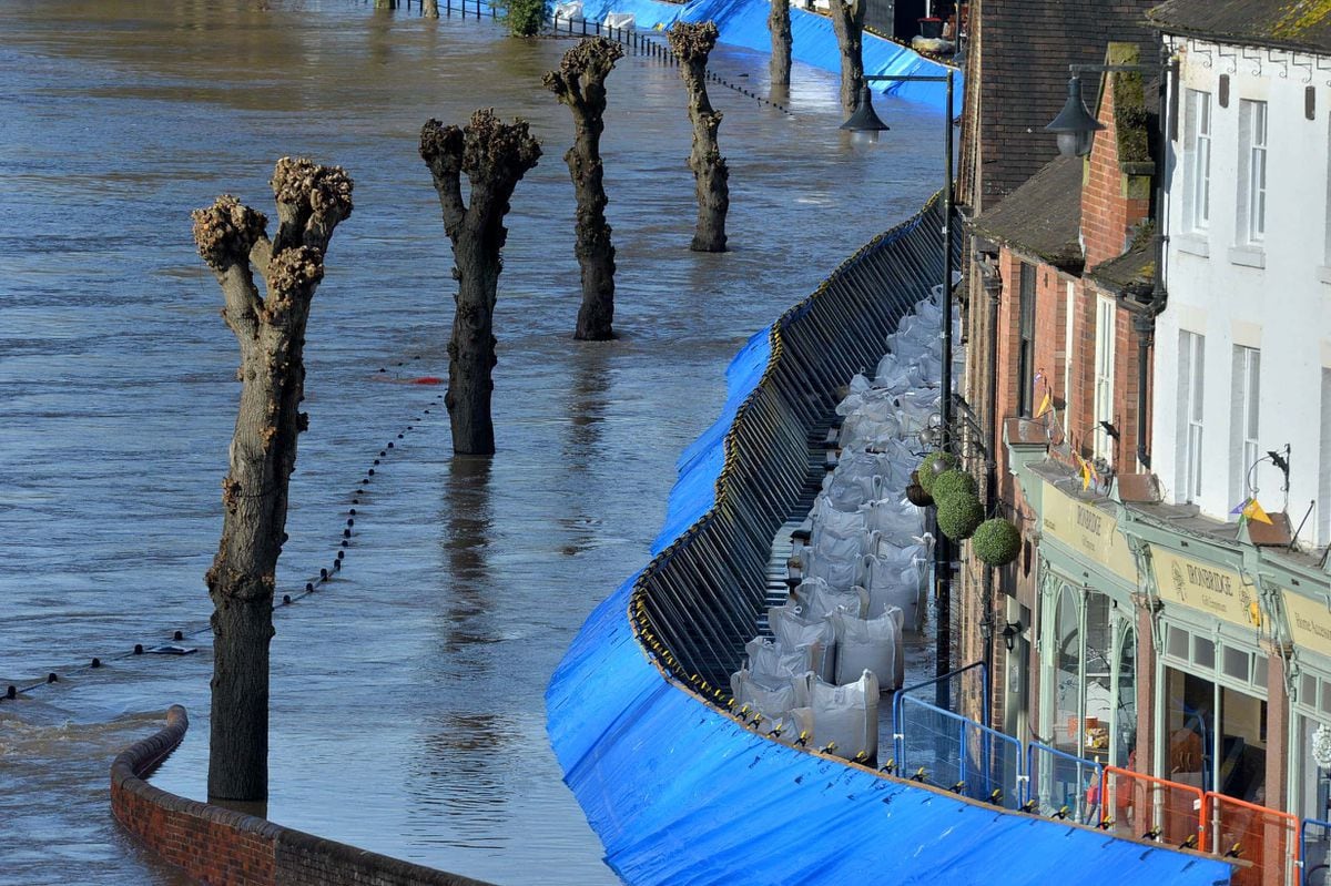 River Severn flooding in Ironbridge on Friday